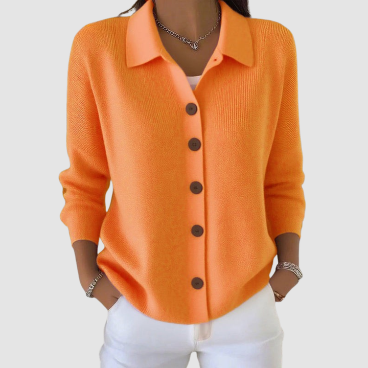 Chloe | Collared Button Front Knit Cardigan
