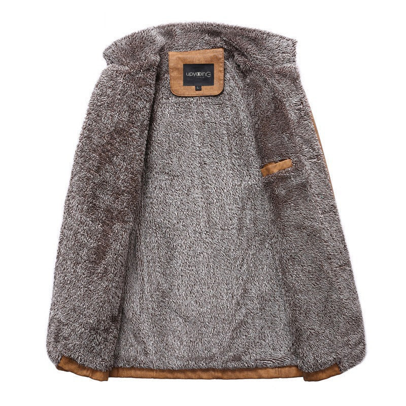 Men's Sherpa-Lined Winter Jacket with Stand Collar