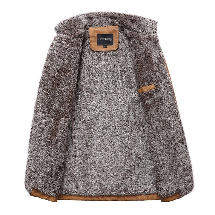 Men's Sherpa-Lined Winter Jacket with Stand Collar