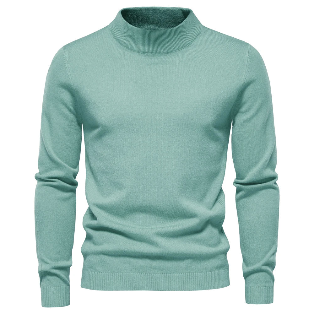 Men's Slim Fit Knit Roll Neck Jumper with Ribbed Cuffs