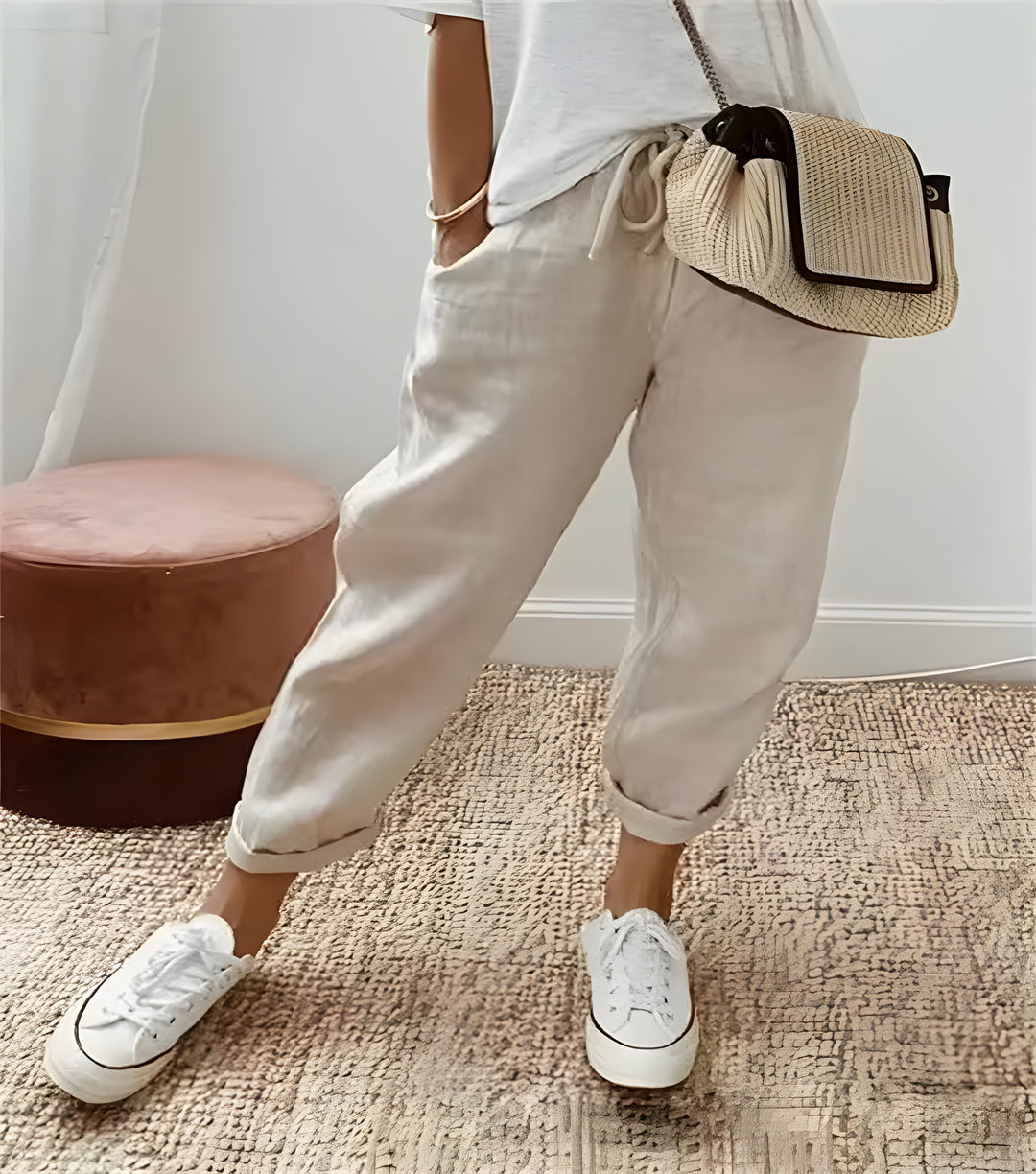 Elara | Relaxed Drawstring Linen Pants