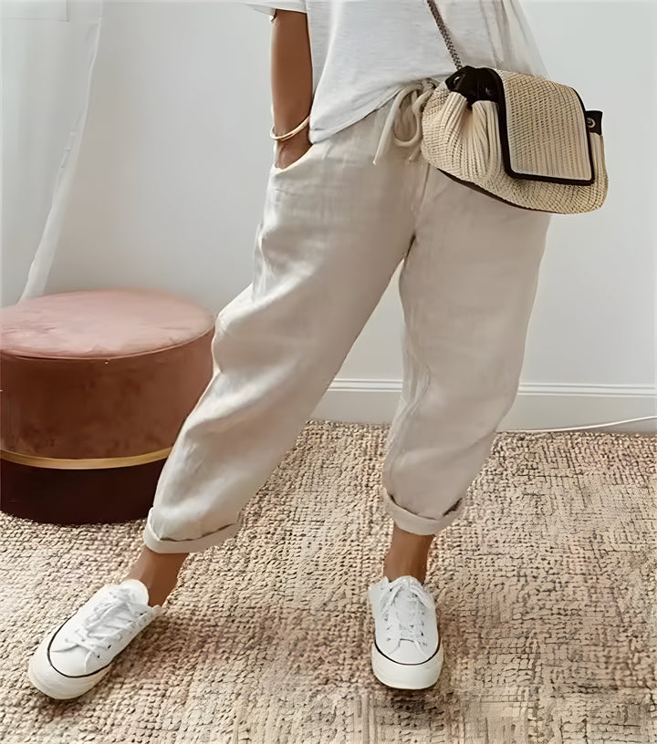 Elara | Relaxed Drawstring Linen Pants