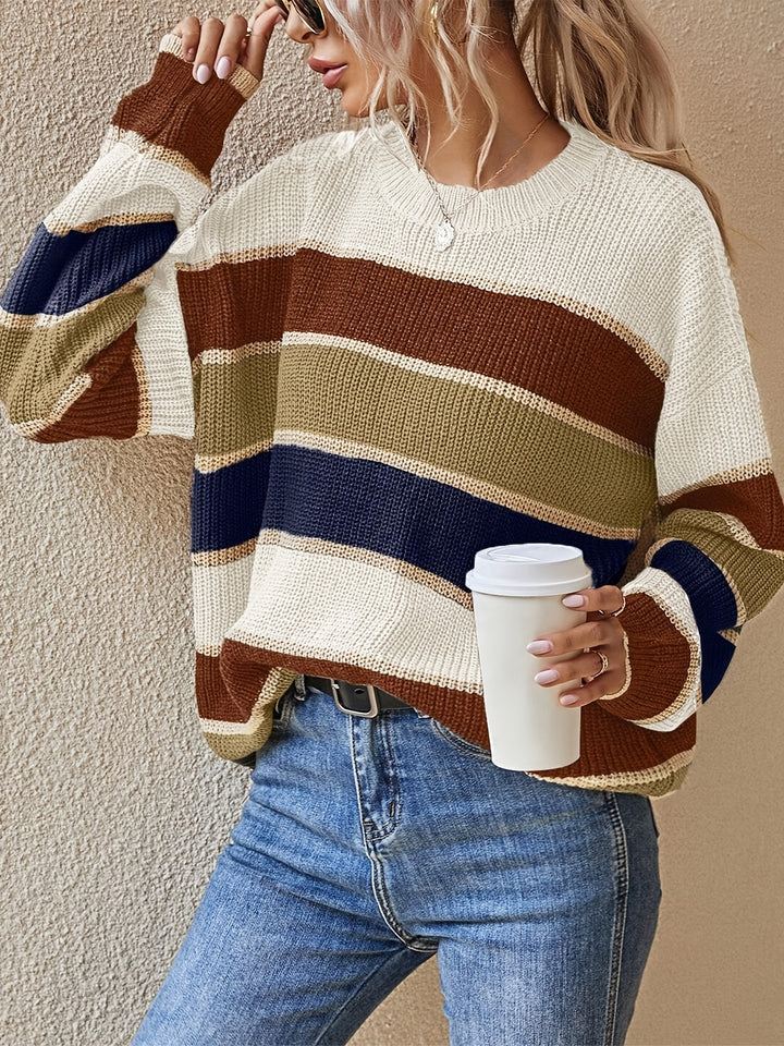 Women's Striped Crew Neck Sweater