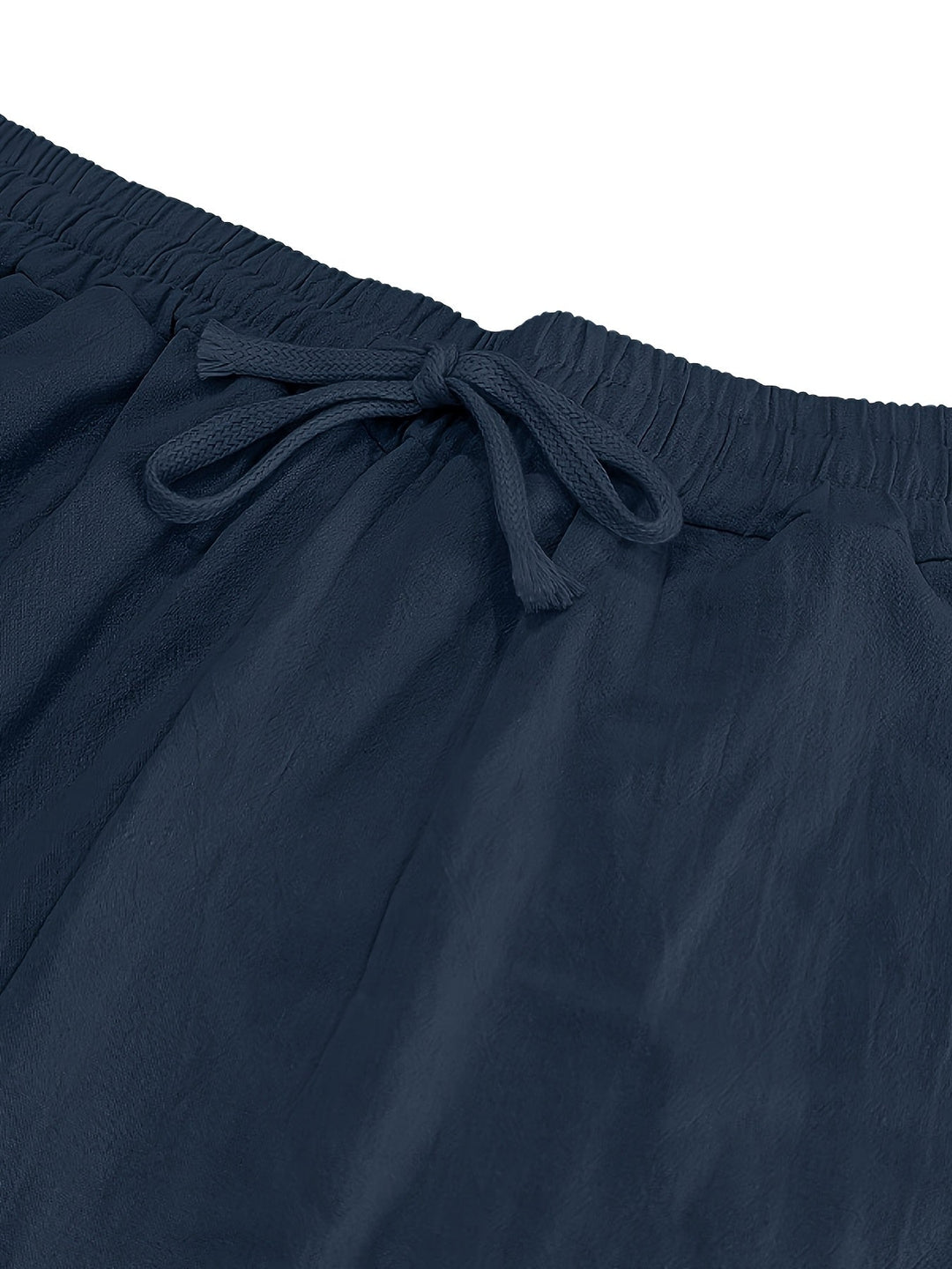 Men's Crinkled Linen Wide-Leg Drawstring Pants
