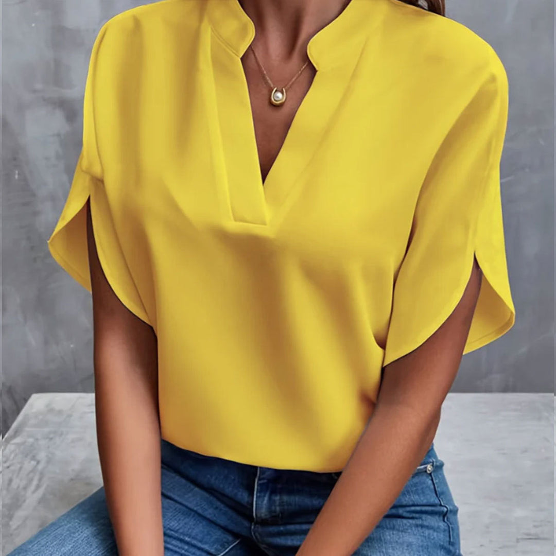 Relaxed Fit V Neck Blouse