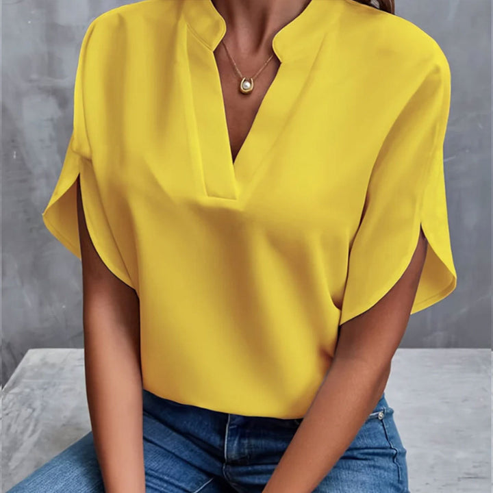 Relaxed Fit V Neck Blouse