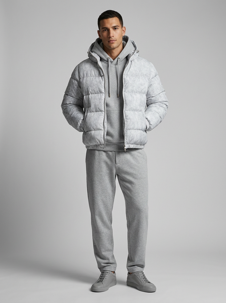 Men's Cotton Padded Puffer Jacket with Hood
