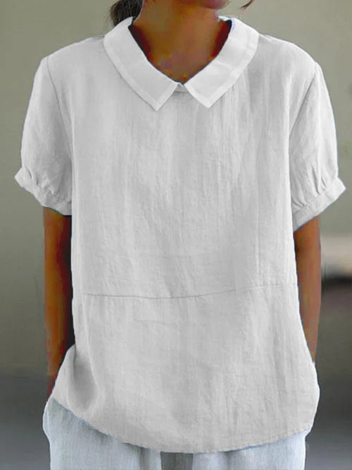 Women's Short Sleeve Linen Blouse