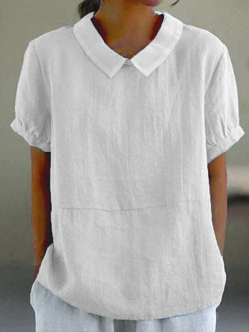 Women's Linen Peter Pan Collar Top