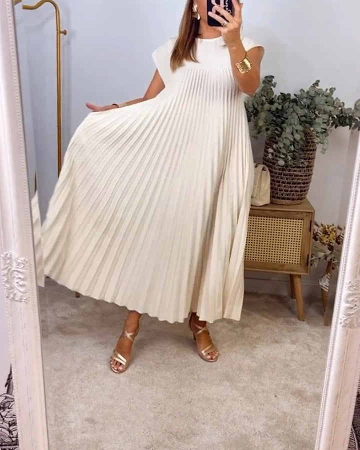 Sophia | Pleated Cap Sleeve Maxi Dress