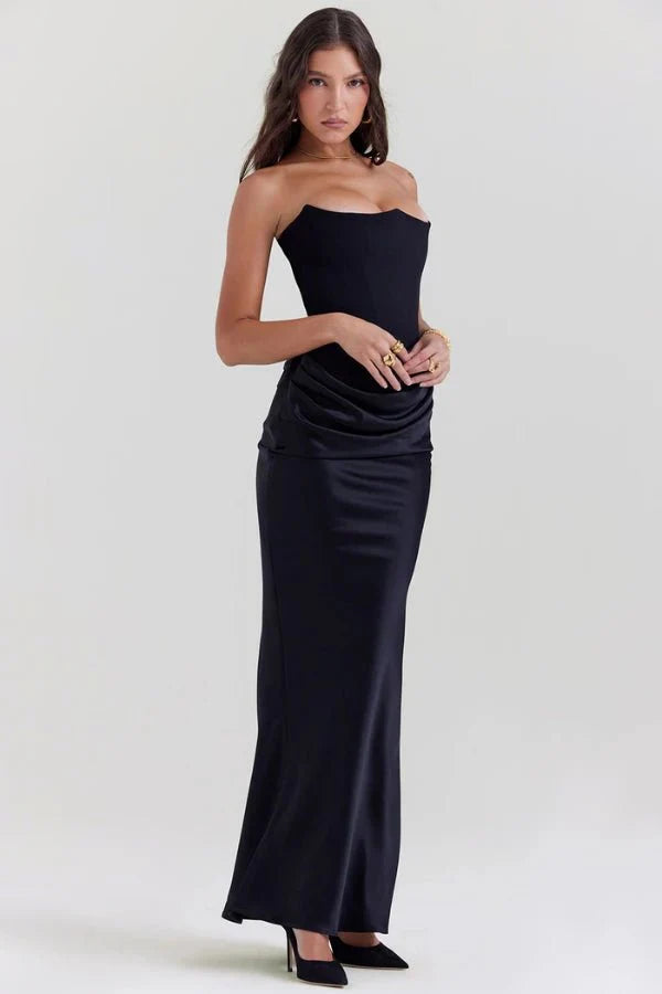 Ruched Strapless Maxi Dress for Women