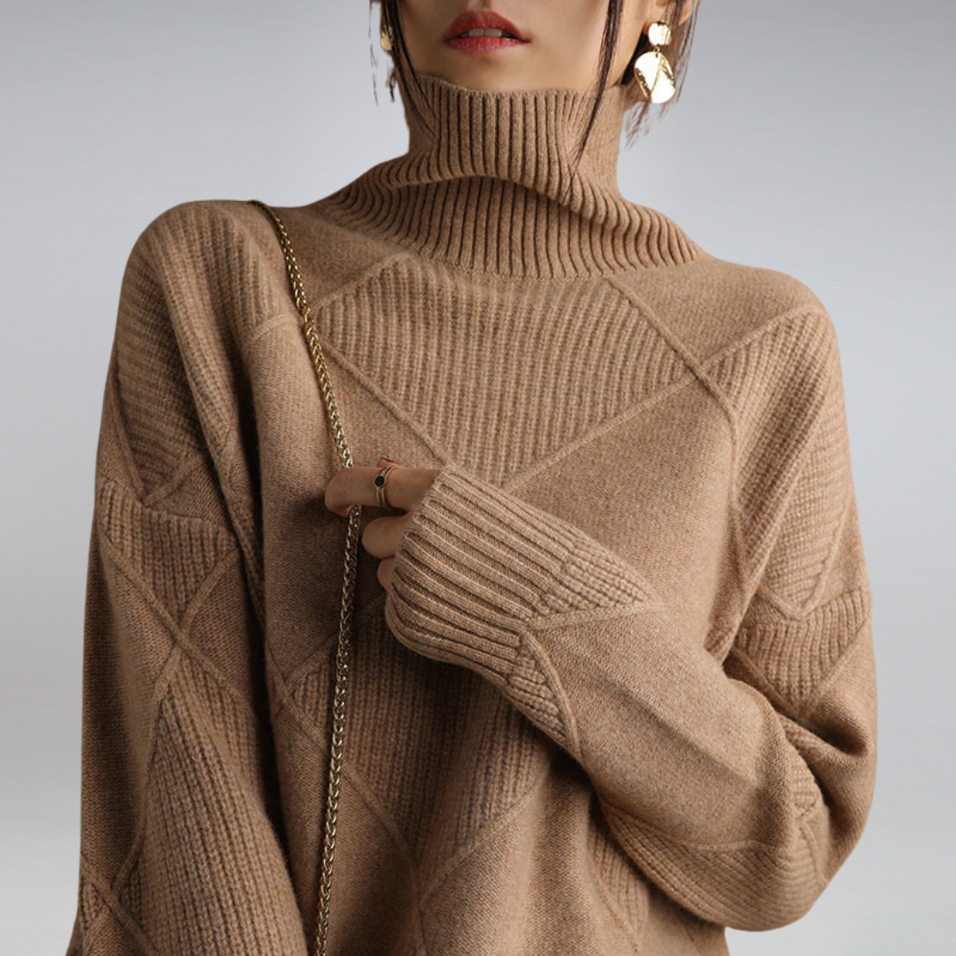 Textured Turtleneck Knit Jumper