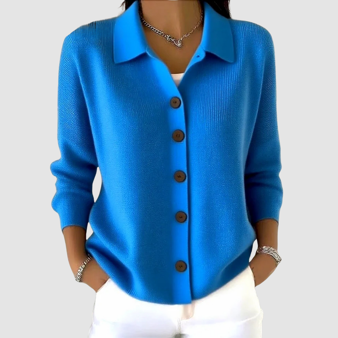 Chloe | Collared Button Front Knit Cardigan