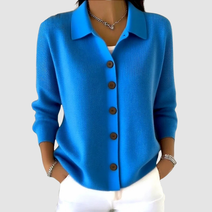 Chloe | Collared Button Front Knit Cardigan