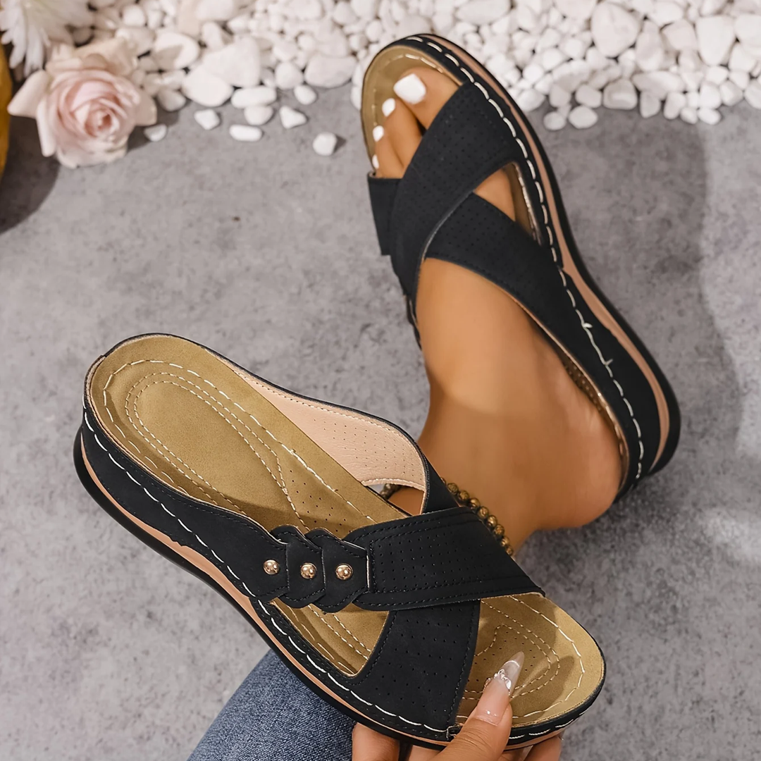 Women's Cross-Strap Wedge Sandals