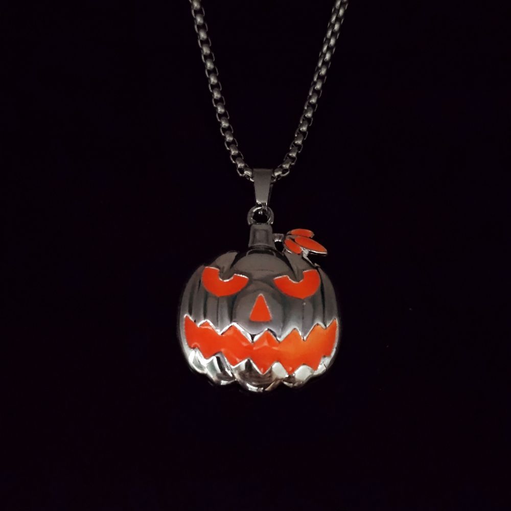 Glow in the Dark Pumpkin Halloween Necklace