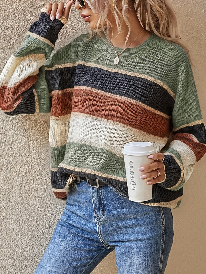 Women's Striped Crew Neck Sweater