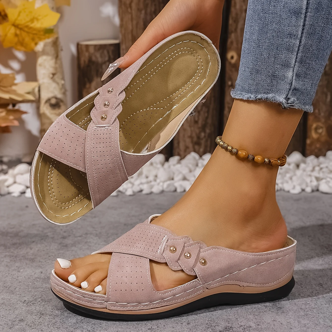 Women's Cross-Strap Wedge Sandals