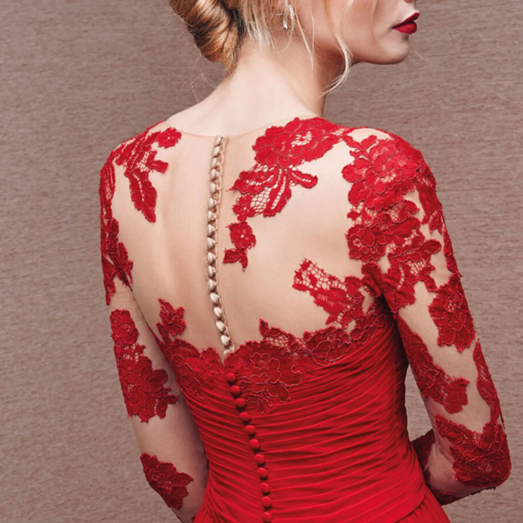 Isabella | Lace Sleeve Evening Maxi Dress