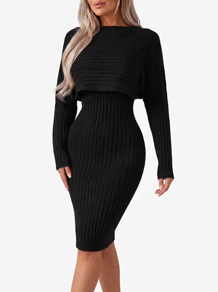 Women's Ribbed Midi Skirt Co-Ord Set with Cropped Top