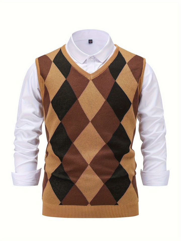 Men's Argyle Knit Sweater Vest