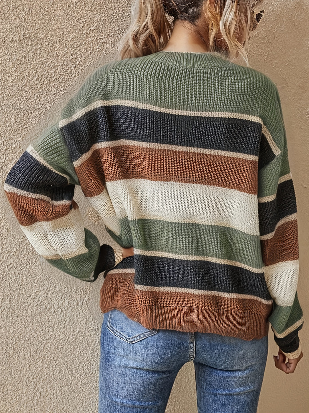 Women's Striped Crew Neck Sweater