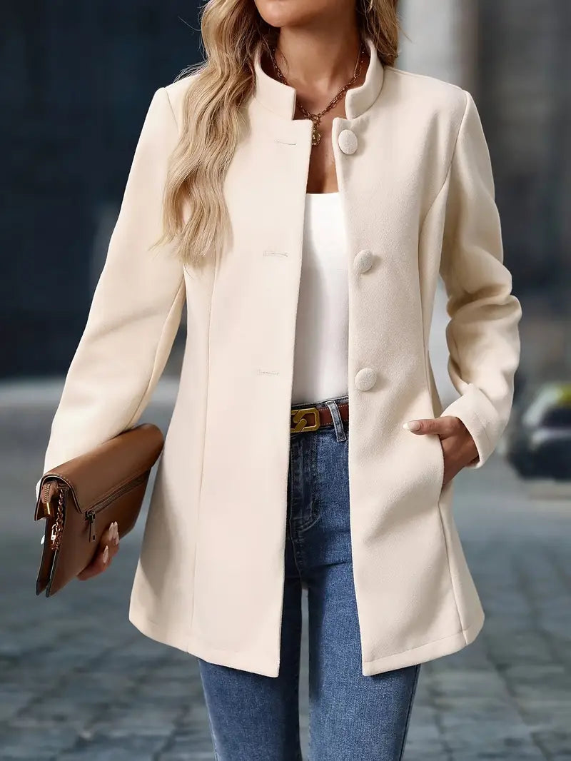 Eleanor | Tailored Collarless Button Front Coat