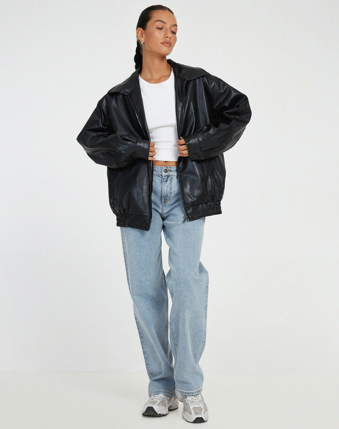 Scarlett | Oversized Leather Bomber Jacket