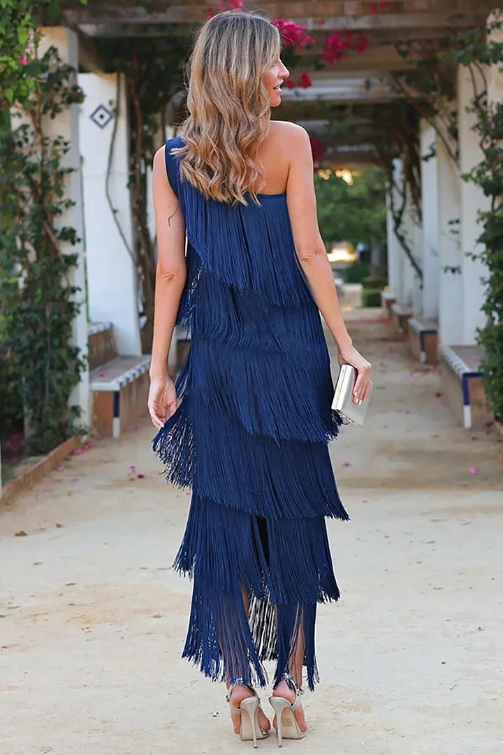 Formal Fringe Layered Maxi Dress – Aki Clothing
