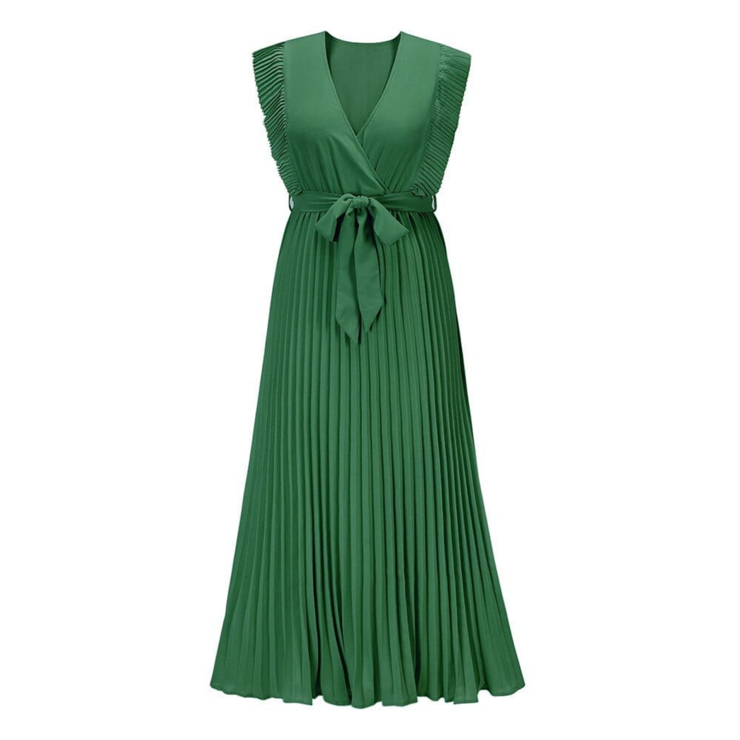 Amelia | Pleated Ruffle Sleeve Occasion Maxi Dress
