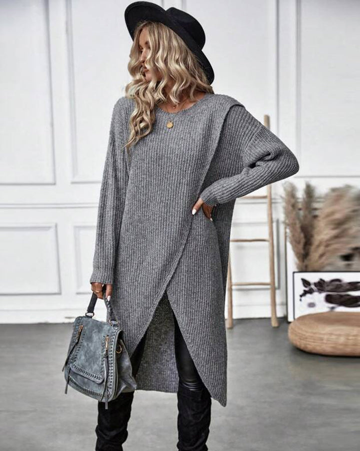 Women's Ribbed Jumper Dress with Side Slit