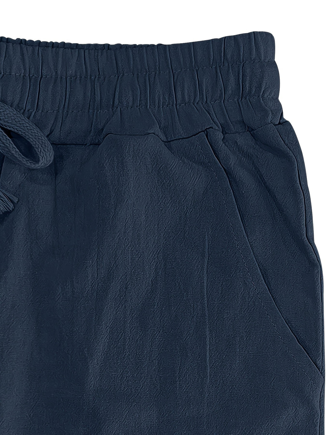 Men's Crinkled Linen Wide-Leg Drawstring Pants