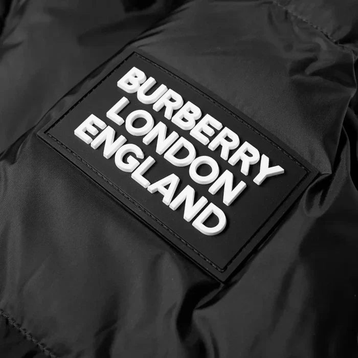 Men's Quilted Puffer Jacket with Hood in Black