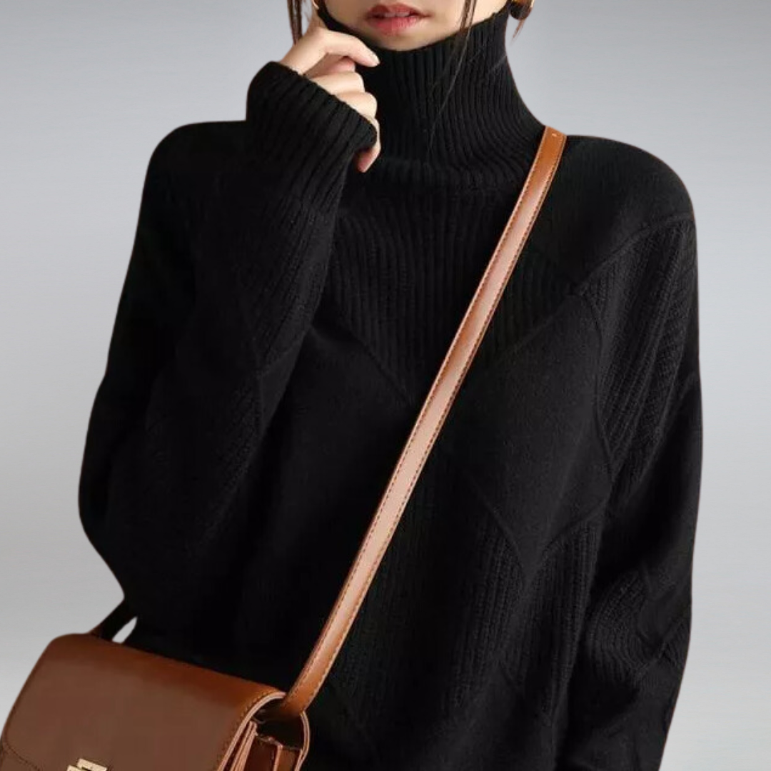 Textured Turtleneck Knit Jumper