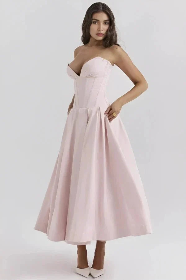Strapless Corset Midi Dress for Women