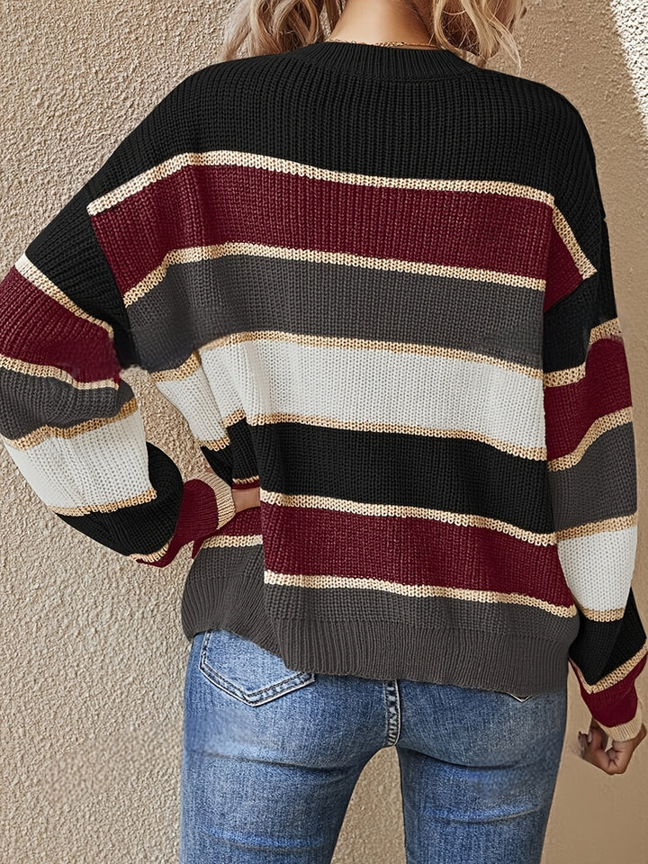Women's Striped Crew Neck Sweater