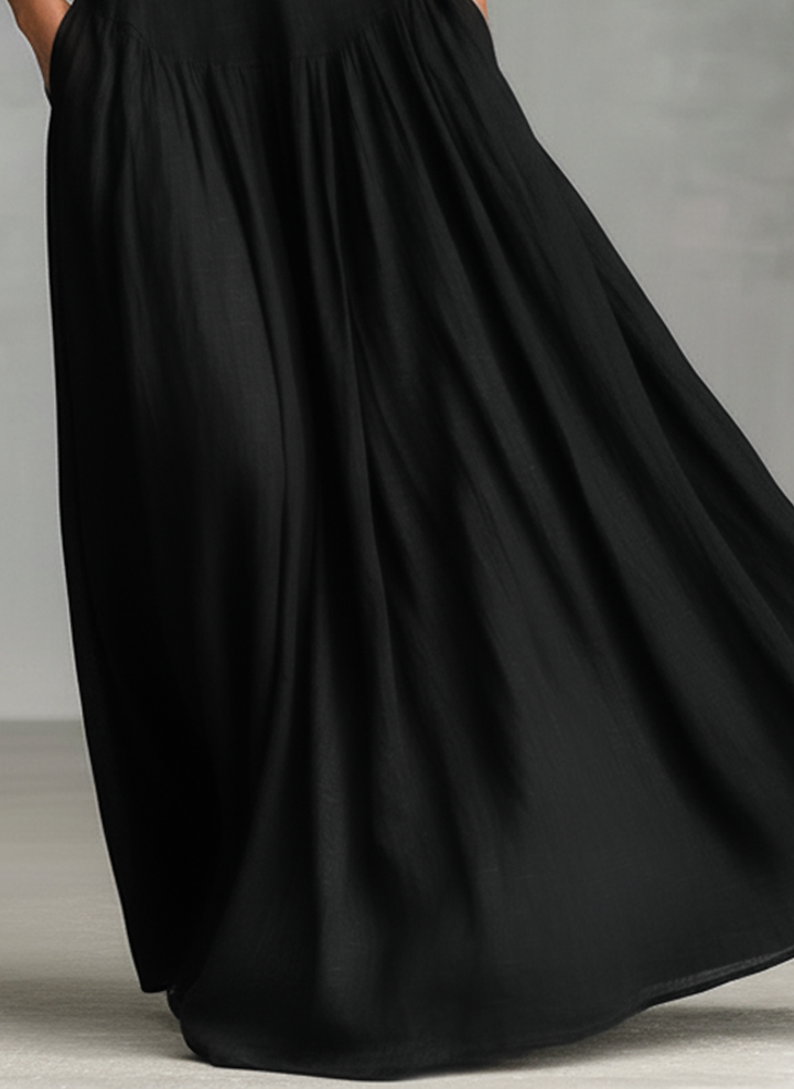 Women's Collared Button-Placket Maxi Dress