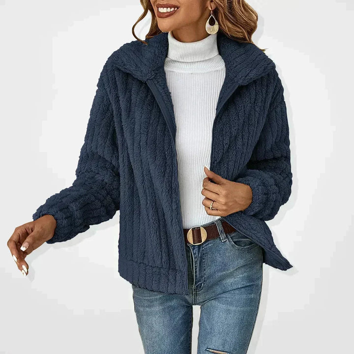 Women's Fluffy Oversized Cardigan with Wide Collar