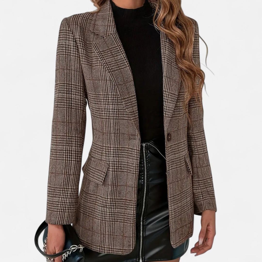 Women's Check Single Breasted Blazer in Tailored Fit