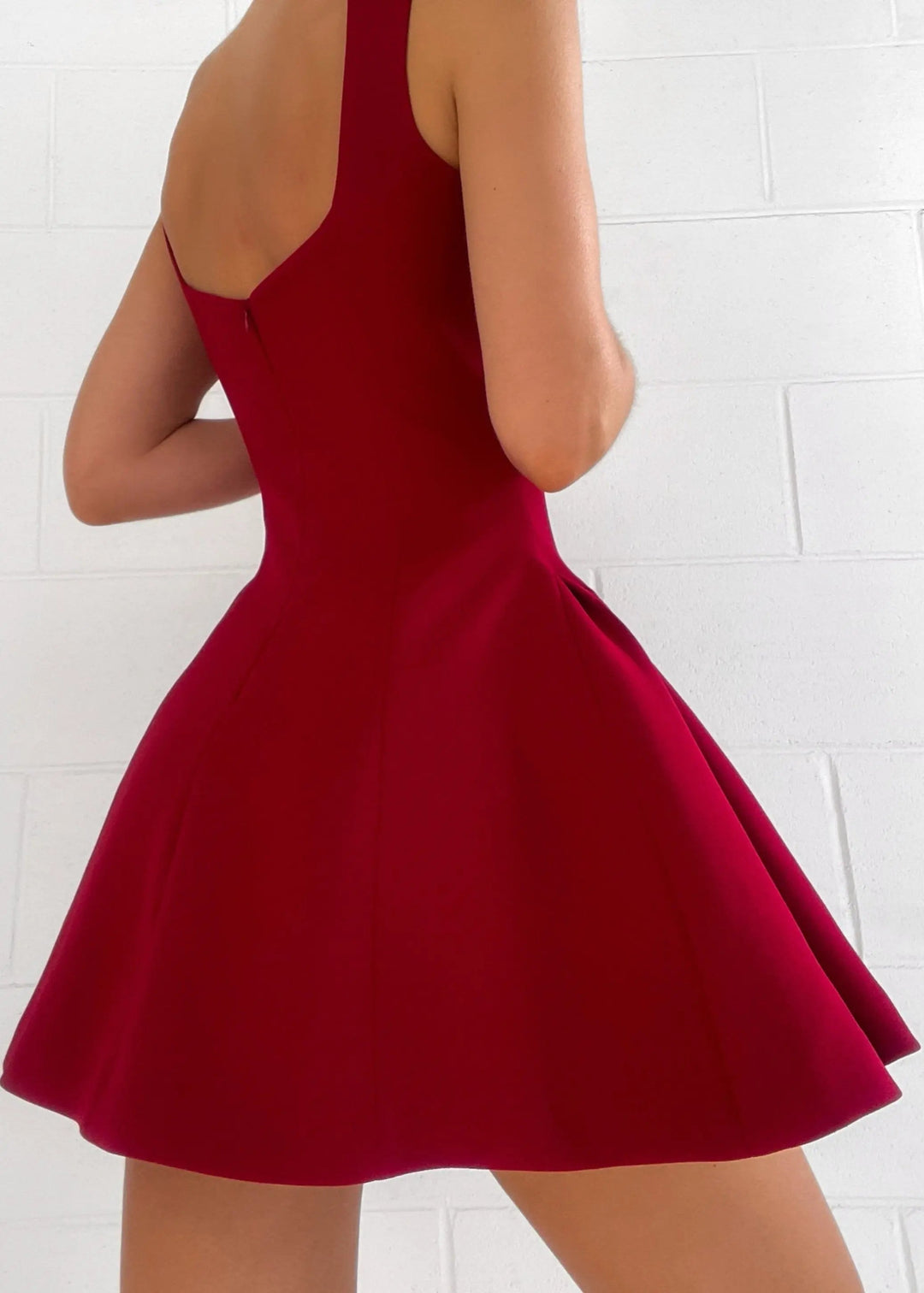 Women's Square Neck Fit and Flare Mini Party Dress