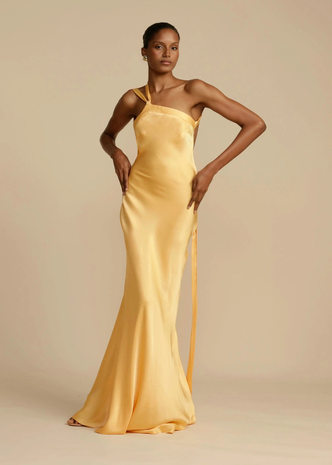 Serena | Satin One Shoulder Evening Maxi Dress