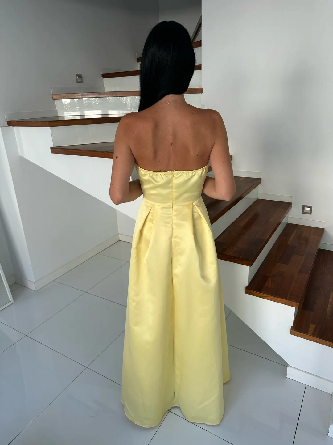 Vivienne | Satin Strapless Evening Maxi Dress