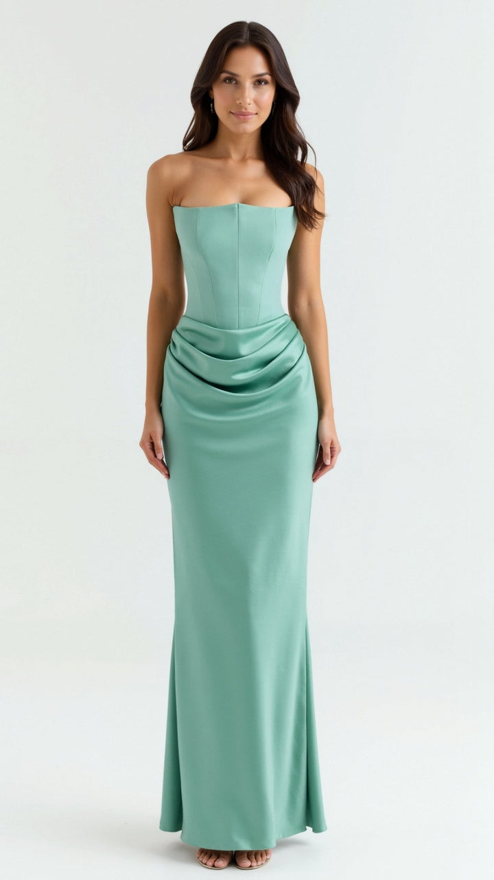 Women's Strapless Corset Mermaid Maxi Dress