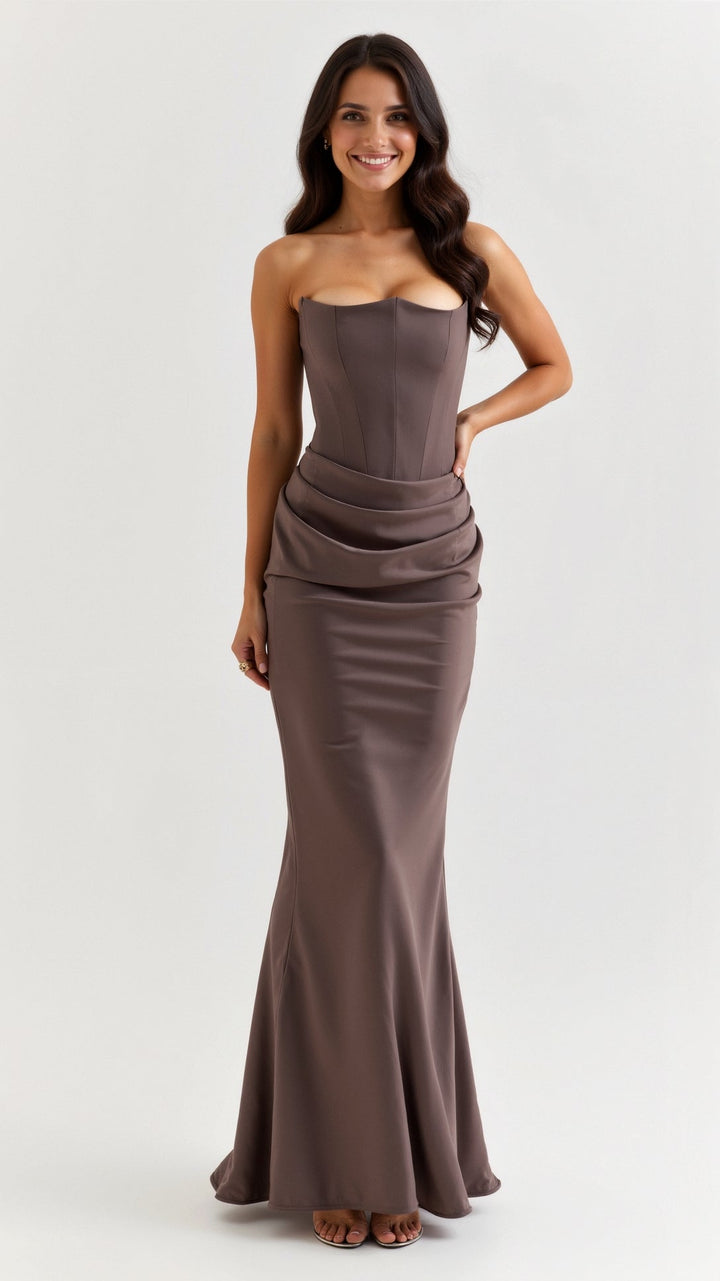 Women's Strapless Corset Mermaid Maxi Dress