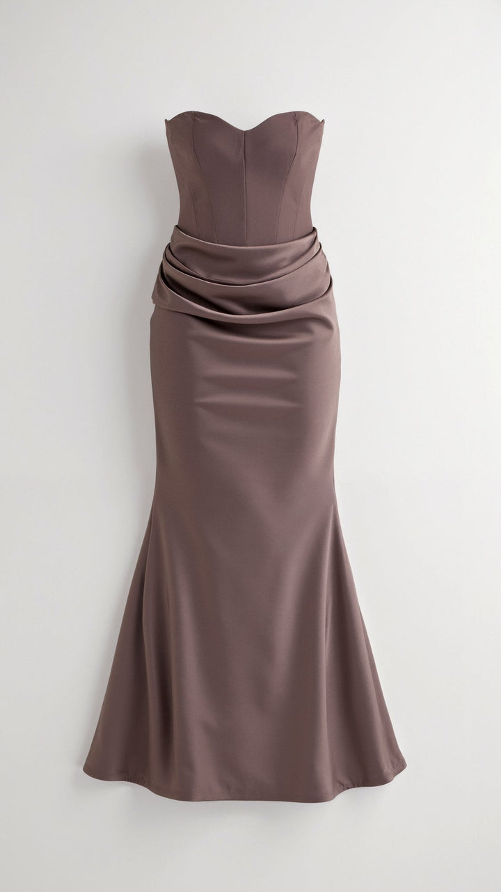 Women's Strapless Corset Mermaid Maxi Dress