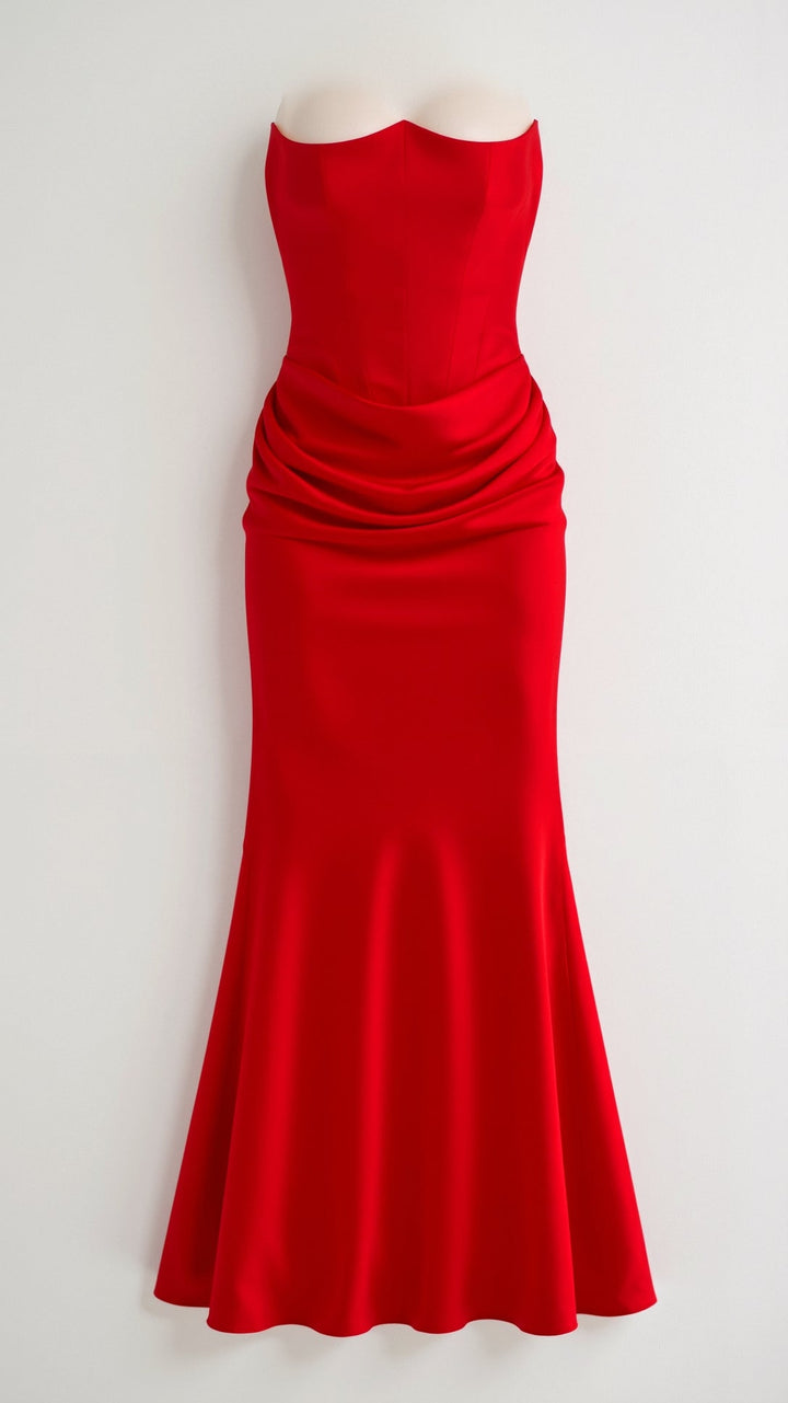 Women's Strapless Corset Mermaid Maxi Dress