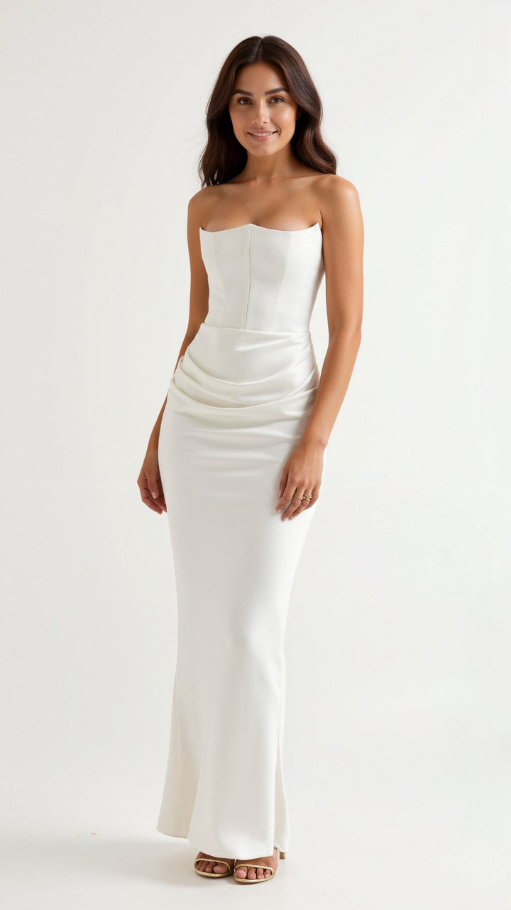Women's Strapless Corset Mermaid Maxi Dress