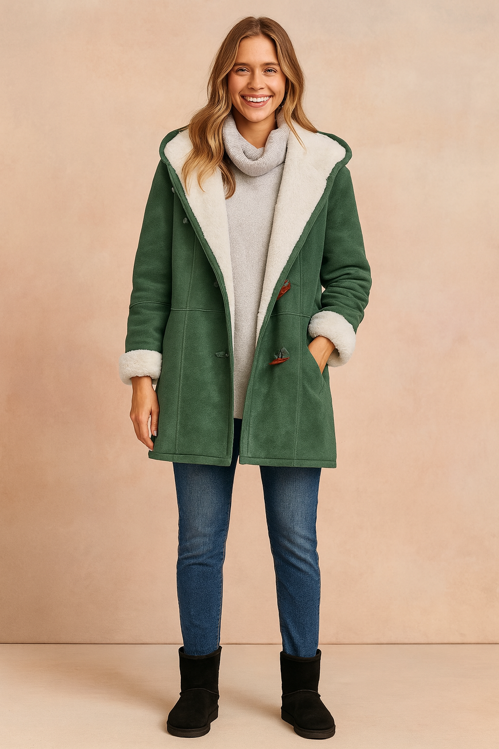 Toggle Front Hooded Winter Jacket