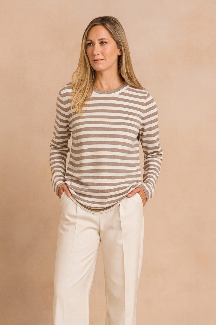 Women's Long Sleeve Stripe Knit Sweater