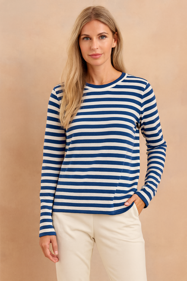 Women's Long Sleeve Stripe Knit Sweater